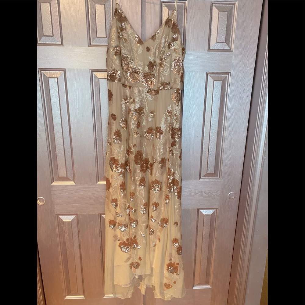 BHLDN bridesmaids gown with straps